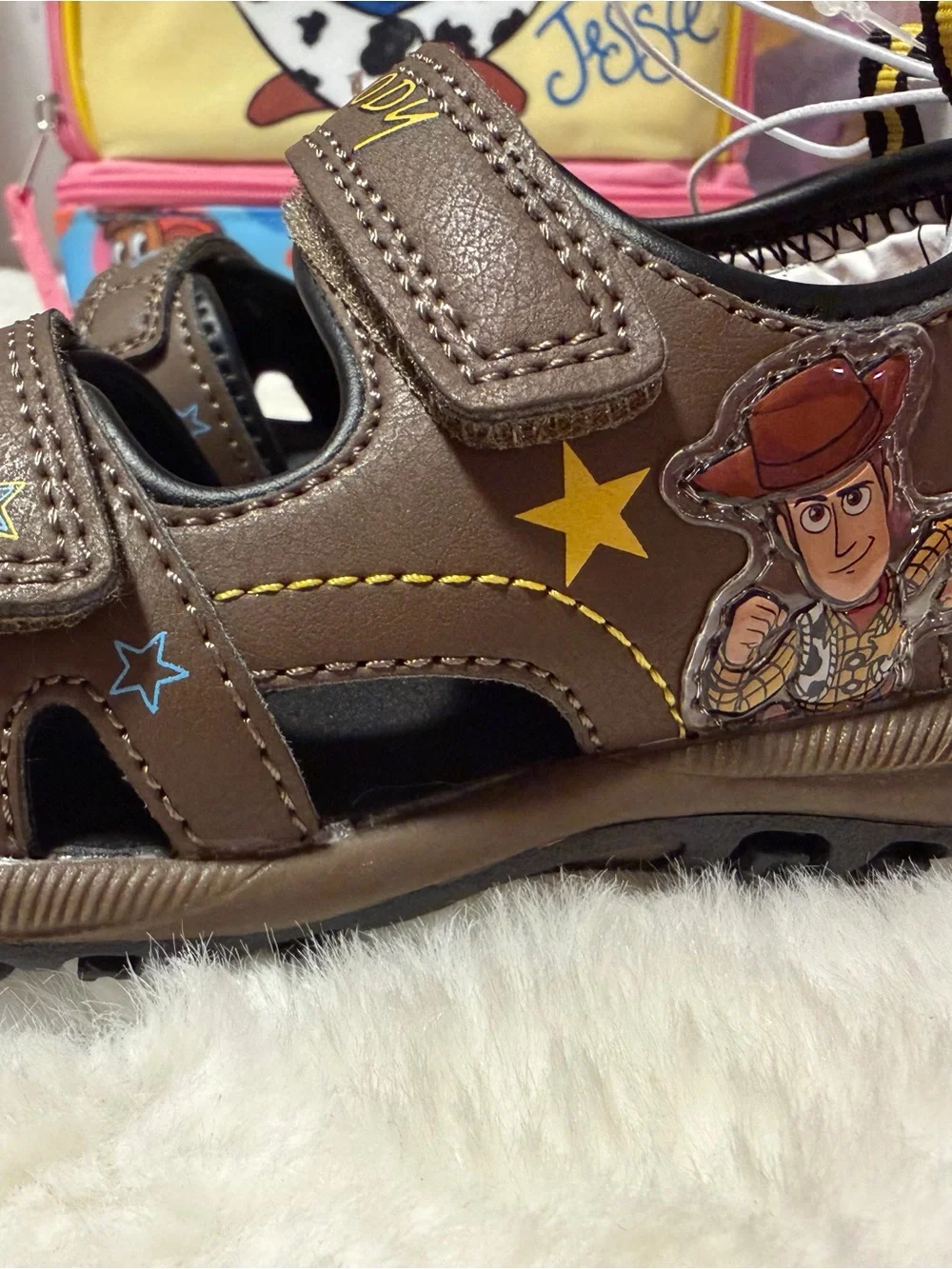 Toy Story 5 Kids Brown Woody Character Sandals - Comfortable Velcro Closures